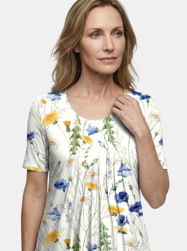 Women's Lightweight Floral Print Midi Dress | Flowy A - Line Summer Style - Velshara store
