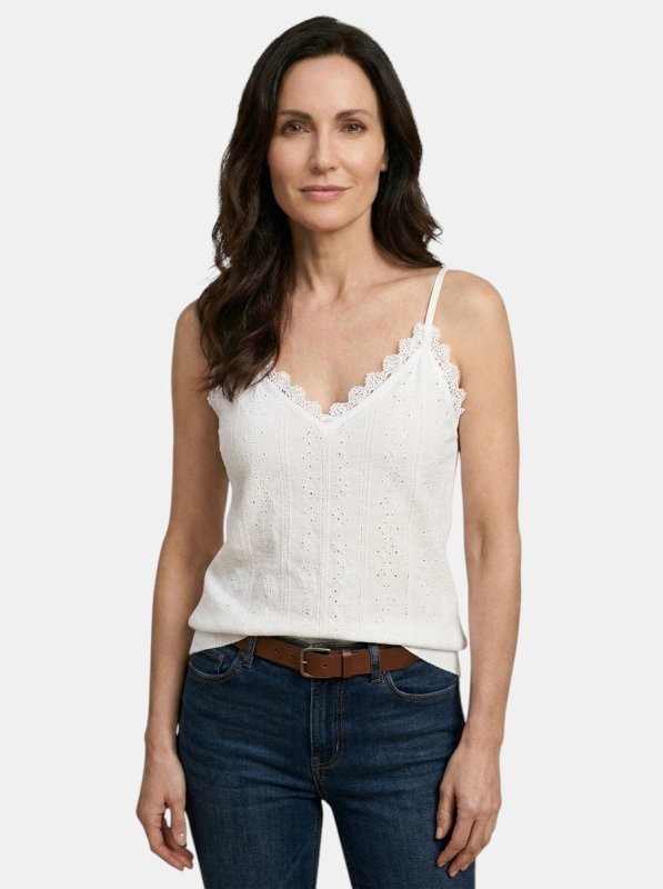 Women's Lightweight Lace Detail Tank Top | Elegant Sleeveless Summer Blouse - Velshara store