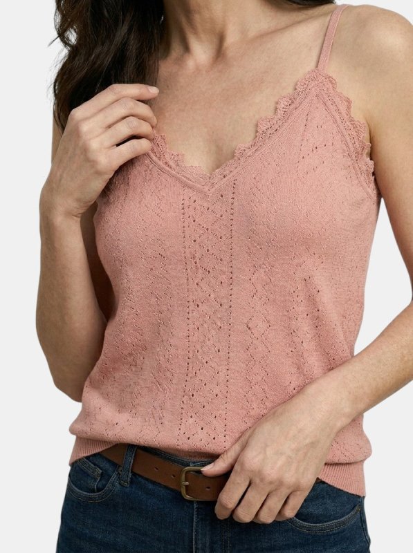 Women's Lightweight Lace Detail Tank Top | Elegant Sleeveless Summer Blouse - Velshara store