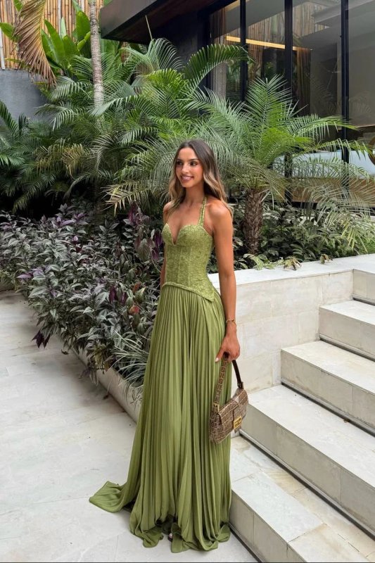 Women's Lightweight Pleated Corset Maxi Dress | Elegant Flowing Summer Evening Gown - Velshara store