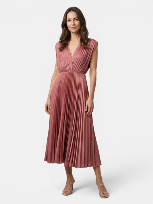 Women's Lightweight Pleated Maxi Dress | Elegant Draped V - Neck Summer Gown - Velshara store