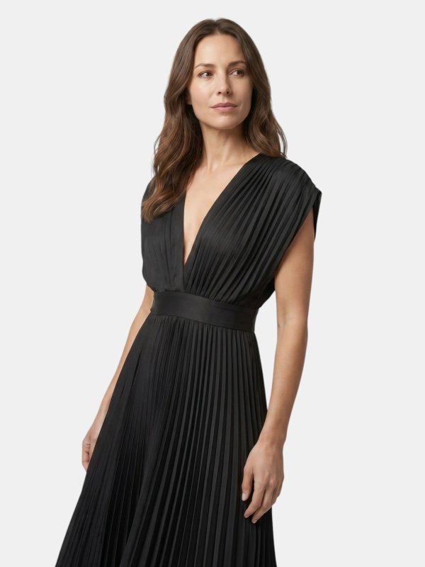 Women's Lightweight Pleated Maxi Dress | Elegant Draped V - Neck Summer Gown - Velshara store
