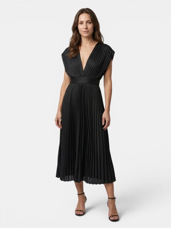 Women's Lightweight Pleated Maxi Dress | Elegant Draped V - Neck Summer Gown - Velshara store