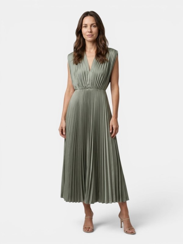 Women's Lightweight Pleated Maxi Dress | Elegant Draped V - Neck Summer Gown - Velshara store