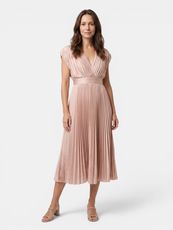 Women's Lightweight Pleated Maxi Dress | Elegant Draped V - Neck Summer Gown - Velshara store