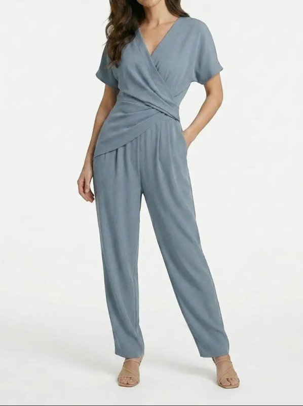 Women's Lightweight Two - Piece Set | Elegant Wrap - Front Top and Tailored Trousers - Velshara store