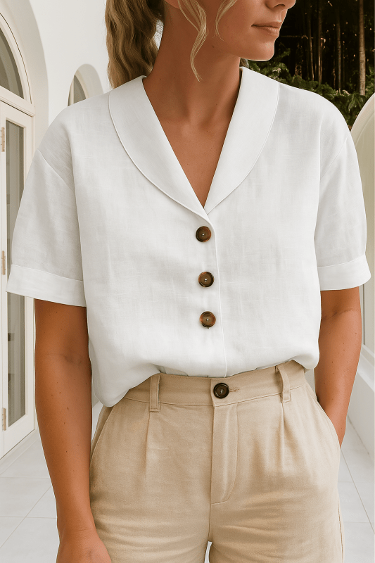 Women's Lightweight White Wrap Blouse | Elegant Long Sleeve Summer Top - Velshara store