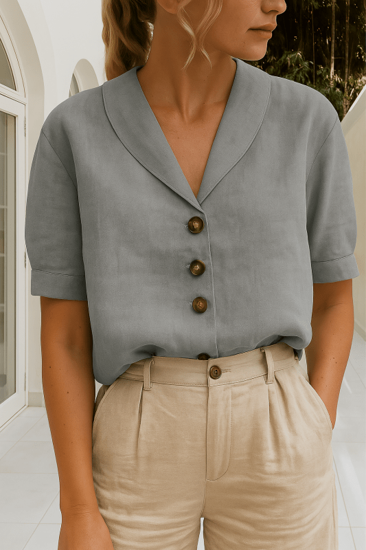 Women's Lightweight White Wrap Blouse | Elegant Long Sleeve Summer Top - Velshara store