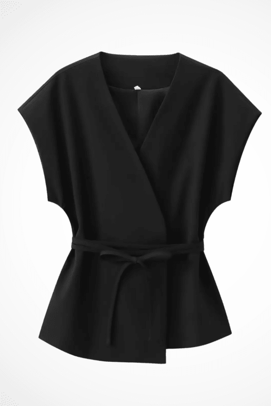 Women's Linen Blend Loungewear Set | Structured Wrap Top and Wide Leg Trousers - Velshara store