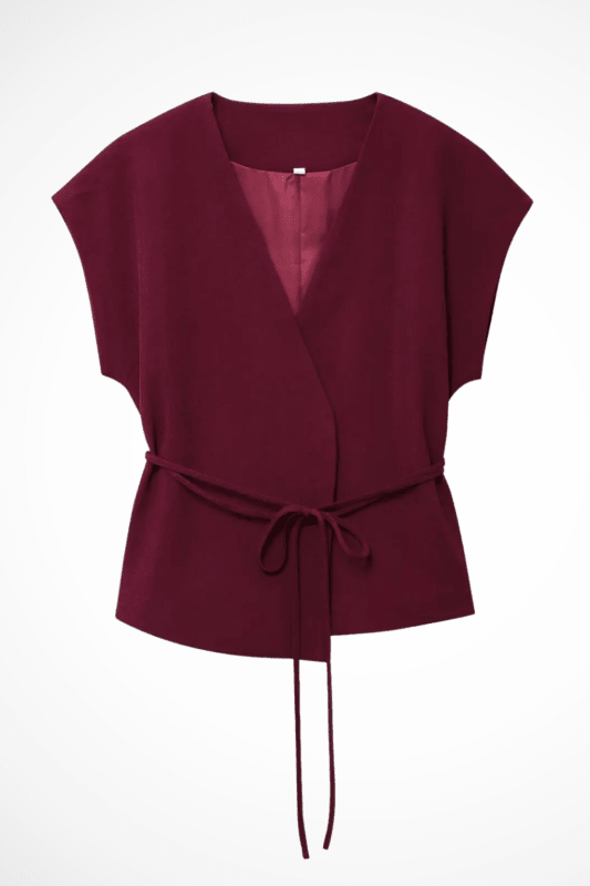 Women's Linen Blend Loungewear Set | Structured Wrap Top and Wide Leg Trousers - Velshara store