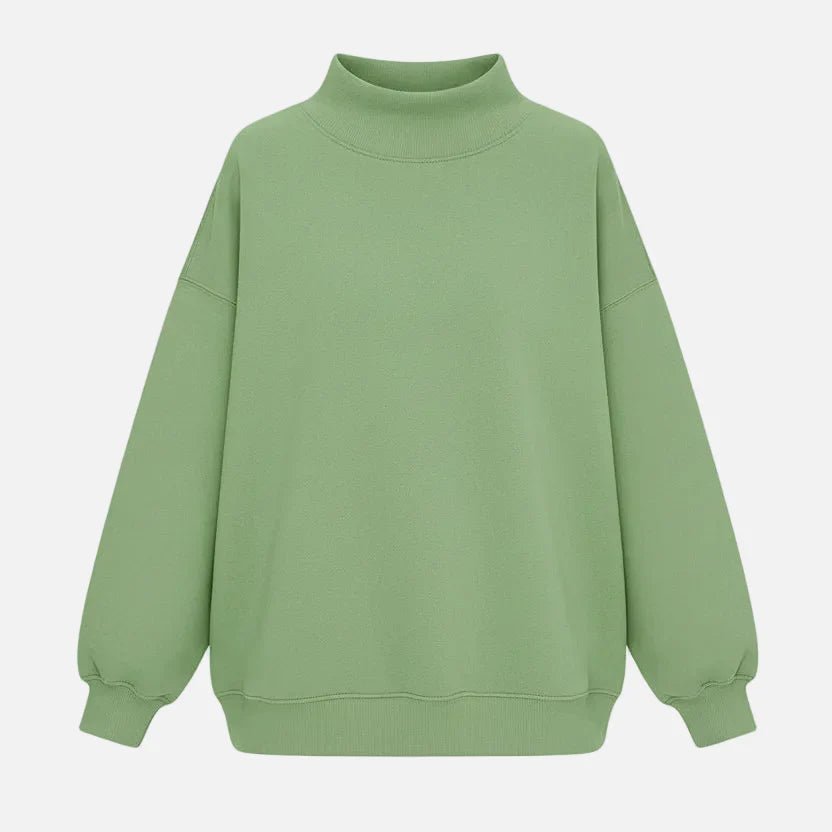 Women’s Long Sleeve High Neck Hoodie – Loose Fit Solid Color - Velshara store