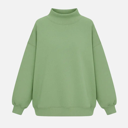 Women’s Long Sleeve High Neck Hoodie – Loose Fit Solid Color - Velshara store