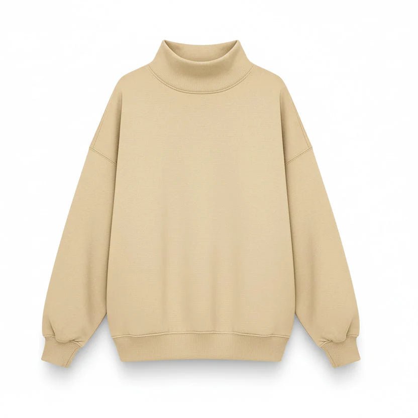 Women’s Long Sleeve High Neck Hoodie – Loose Fit Solid Color - Velshara store