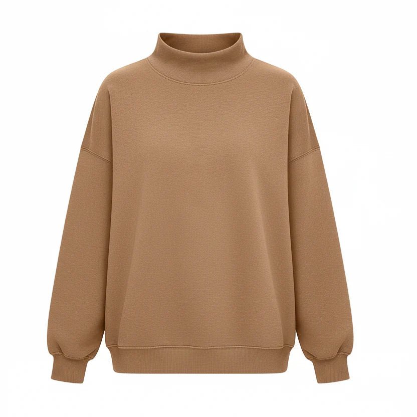 Women’s Long Sleeve High Neck Hoodie – Loose Fit Solid Color - Velshara store