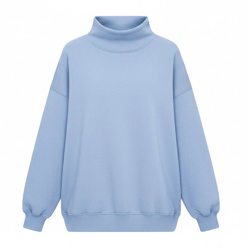 Women’s Long Sleeve High Neck Hoodie – Loose Fit Solid Color - Velshara store