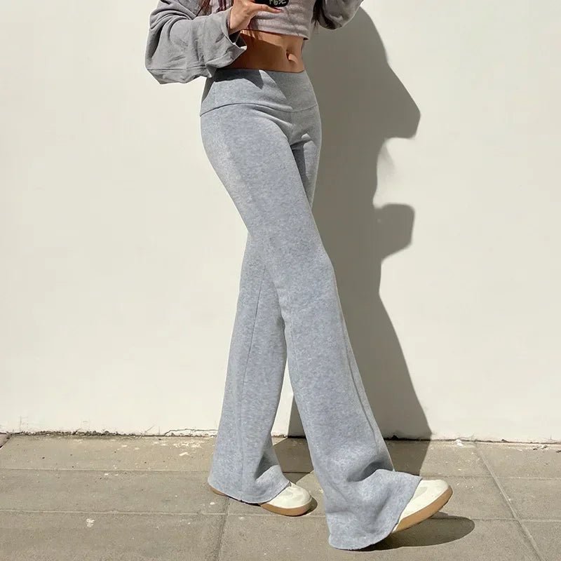 Women’s Low Waist Flared Pants – Solid Color Casual Fit - Velshara store
