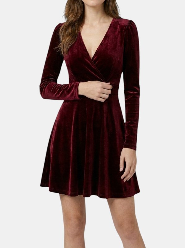 Women's Luxurious Velvet Flare Dress | Elegant Red Evening Gown for Formal Occasions - Velshara store