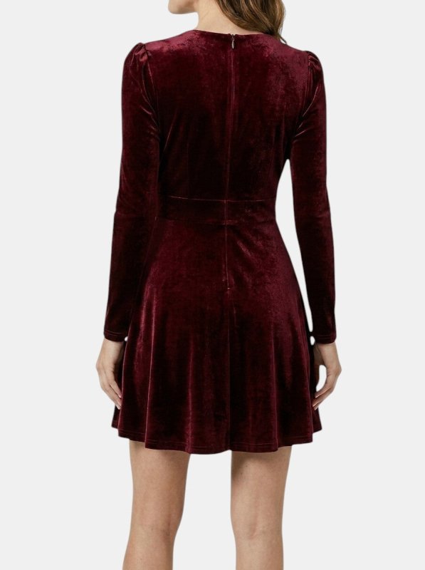 Women's Luxurious Velvet Flare Dress | Elegant Red Evening Gown for Formal Occasions - Velshara store
