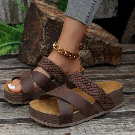 Women's Matte Platform Sandals | Stylish Criss - Cross Open Toe Footwear - Velshara store