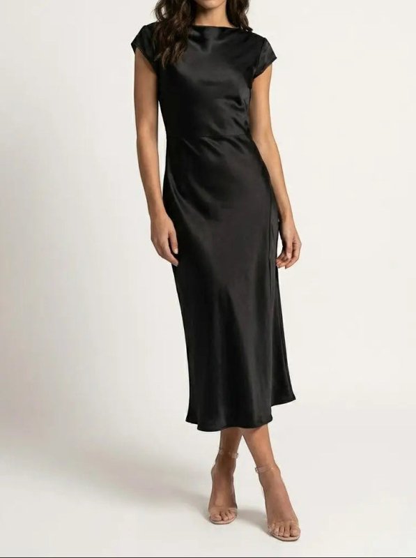 Women's Minimalist Midi Slip Dress | Elegant Fluid Summer Dress for Cocktail Events - Velshara store
