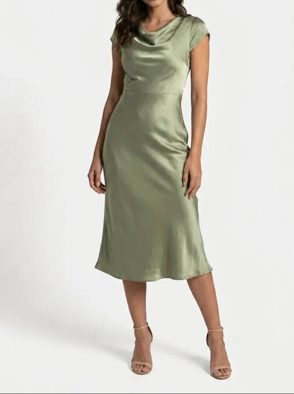 Women's Minimalist Midi Slip Dress | Elegant Fluid Summer Dress for Cocktail Events - Velshara store