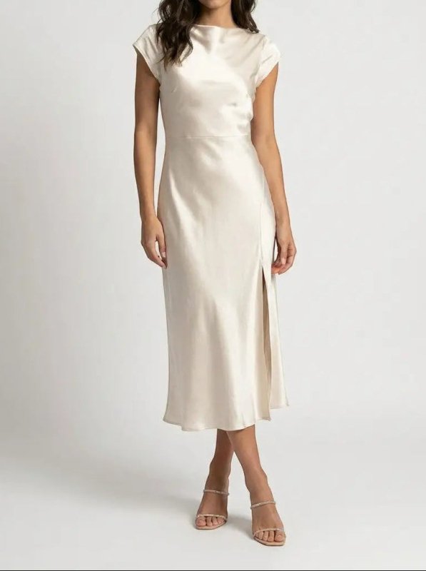 Women's Minimalist Midi Slip Dress | Elegant Fluid Summer Dress for Cocktail Events - Velshara store