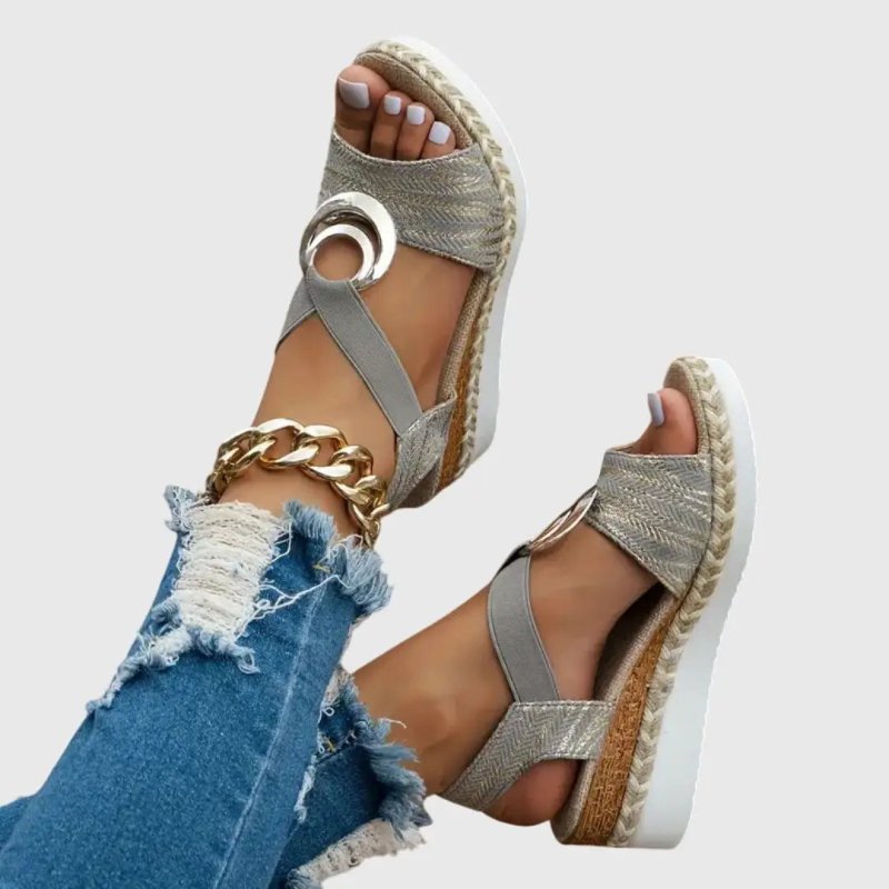 Women's Natural Fabric Wedge Sandals | Comfortable Slingback Espadrille Shoes - Velshara store