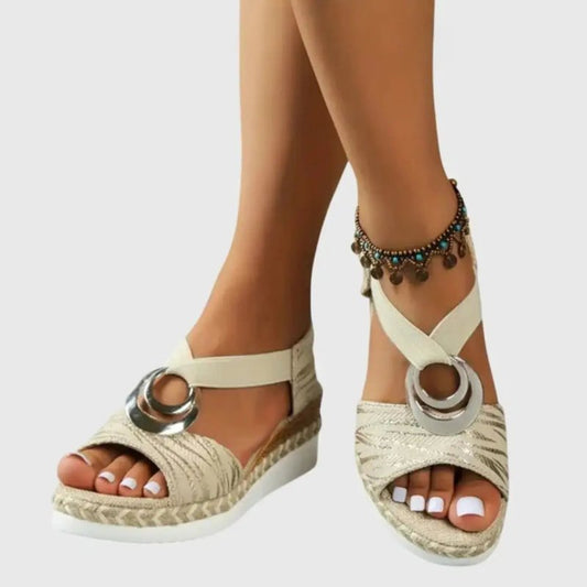 Women's Natural Fabric Wedge Sandals | Comfortable Slingback Espadrille Shoes - Velshara store