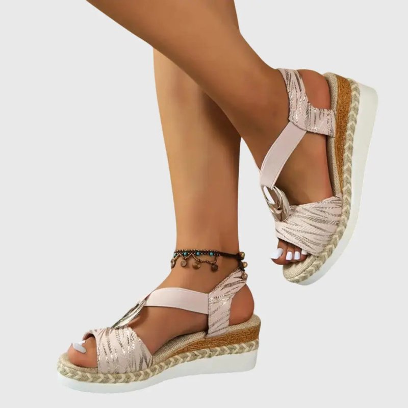 Women's Natural Fabric Wedge Sandals | Comfortable Slingback Espadrille Shoes - Velshara store