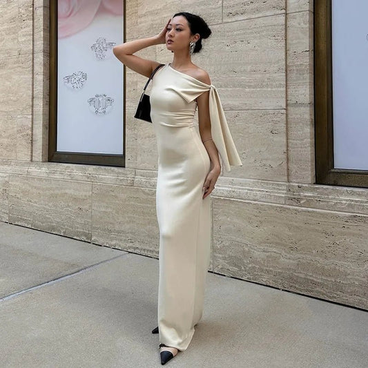 Women’s One Shoulder Maxi Dress – Sleeveless High Waist Design - Velshara store