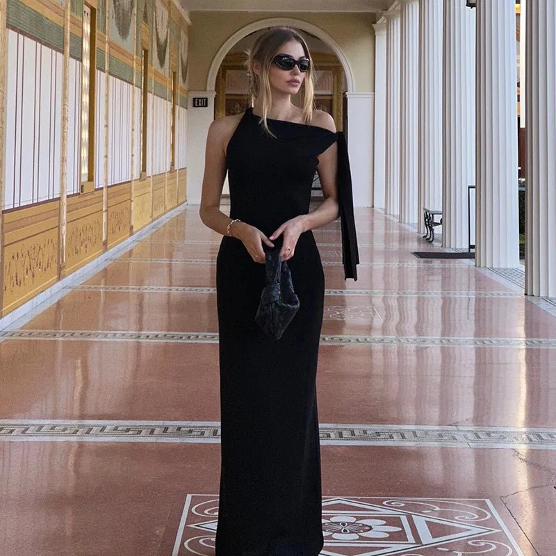 Women’s One Shoulder Maxi Dress – Sleeveless High Waist Design - Velshara store