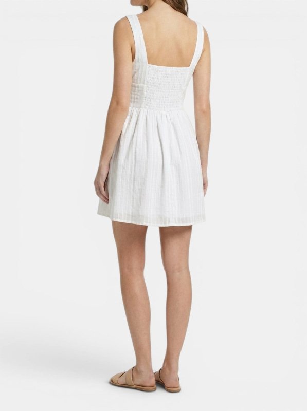 Women's Organic Cotton White Mini Summer Dress | Elegant Square Neck Design with Ruffles - Velshara store