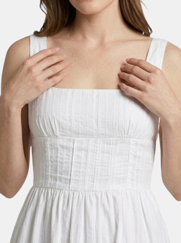 Women's Organic Cotton White Mini Summer Dress | Elegant Square Neck Design with Ruffles - Velshara store