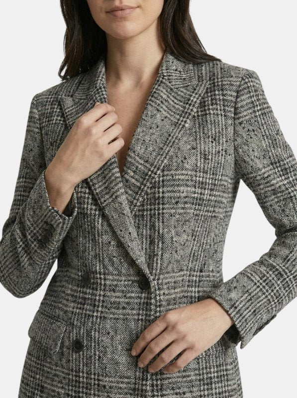 Women's Plaid Suit Set | Stylish Double - Breasted Blazer and Straight Leg Pants - Velshara store