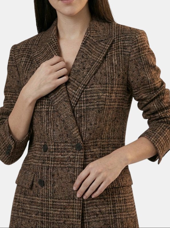 Women's Plaid Suit Set | Stylish Double - Breasted Blazer and Straight Leg Pants - Velshara store