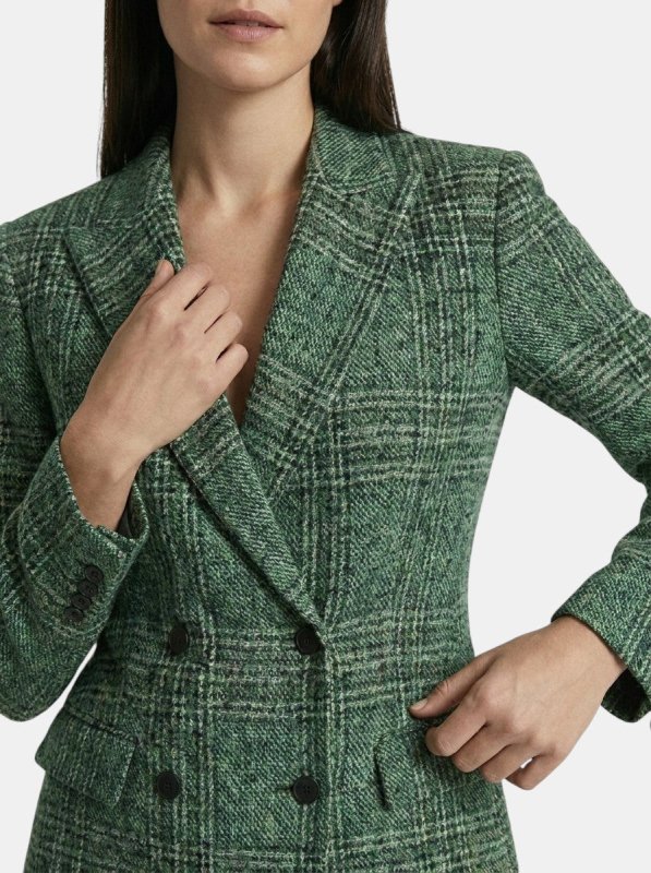 Women's Plaid Suit Set | Stylish Double - Breasted Blazer and Straight Leg Pants - Velshara store