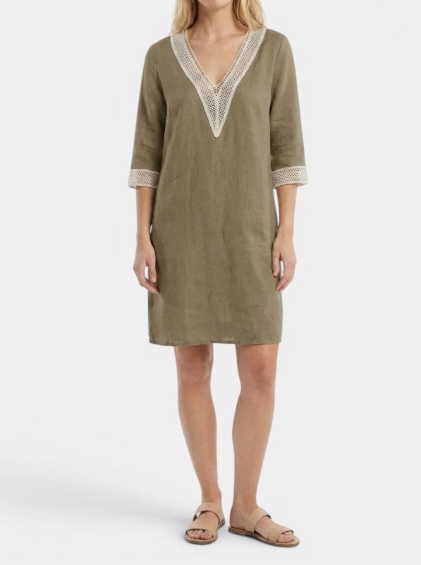 Women's Plain Woven Knee - Length Dress | Elegant Round Neck Short Sleeve Outfit - Velshara store