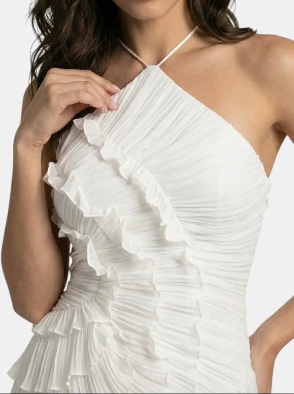 Women's Pleated Fabric Maxi Dress | Elegant Ruffled Halter Summer Gown - Velshara store