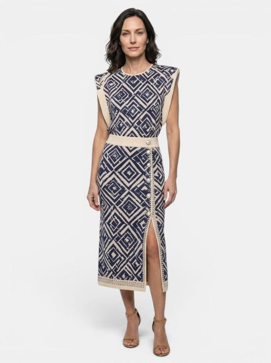Women's Polka Dot Print Two Piece Set | Tailored Sleeveless Top and High - Waist Midi Skirt - Velshara store