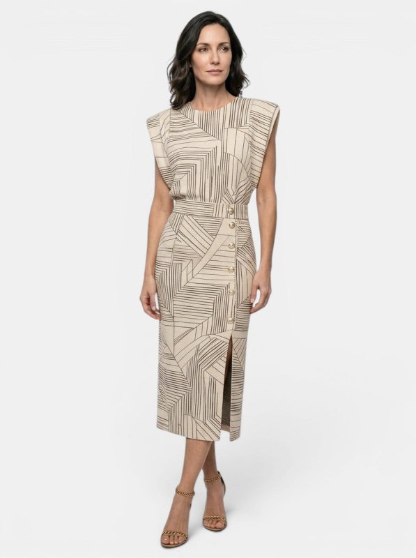 Women's Polka Dot Print Two Piece Set | Tailored Sleeveless Top and High - Waist Midi Skirt - Velshara store