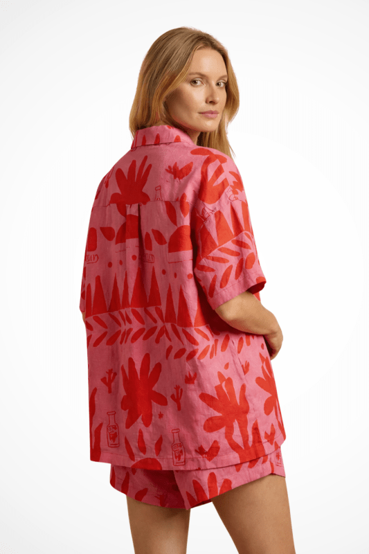 Women's Printed Cotton Camp Collar Shirt and Shorts Set | Relaxed Fit Summer Outfit - Velshara store