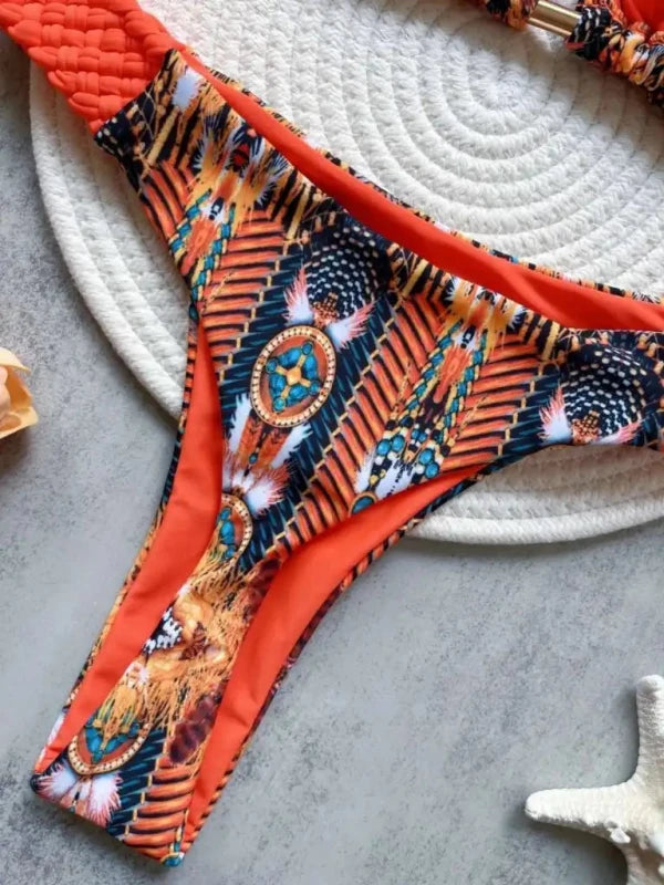 Women’s Printed Halter Bikini Set – High Cut Two Piece Swimwear for Beach & Pool Days - Velshara store