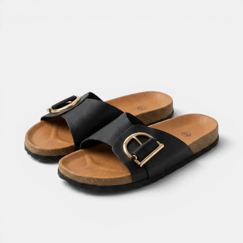Women's PU Buckled Mules | Chic Open Slip - On Sandals for Everyday Comfort - Velshara store