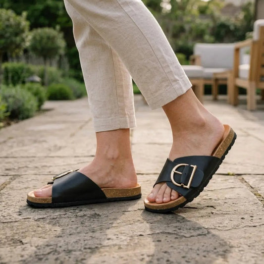 Women's PU Buckled Mules | Chic Open Slip - On Sandals for Everyday Comfort - Velshara store