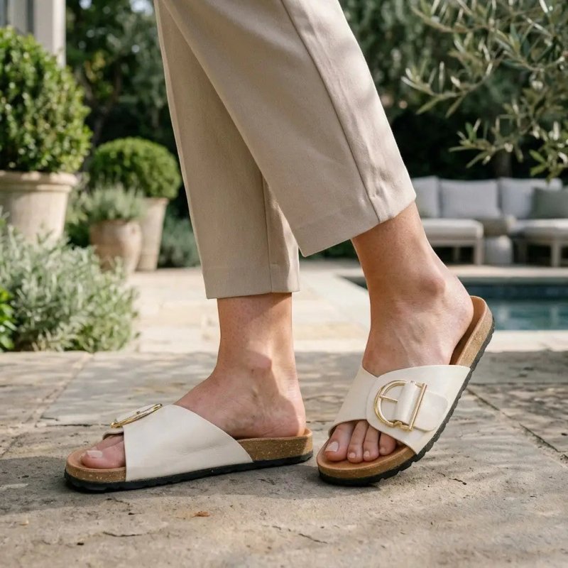 Women's PU Buckled Mules | Chic Open Slip - On Sandals for Everyday Comfort - Velshara store