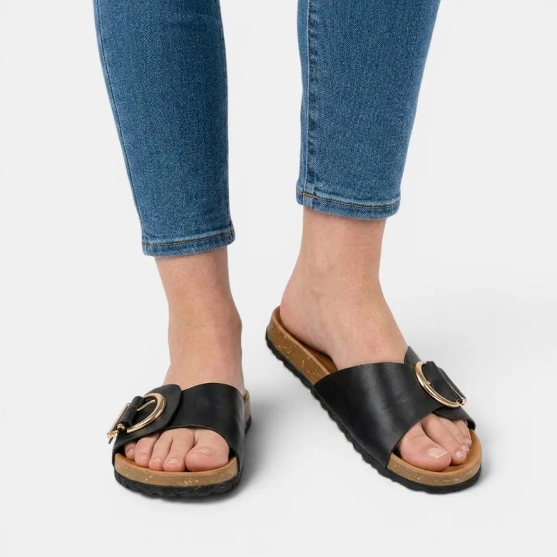 Women's PU Buckled Mules | Chic Open Slip - On Sandals for Everyday Comfort - Velshara store