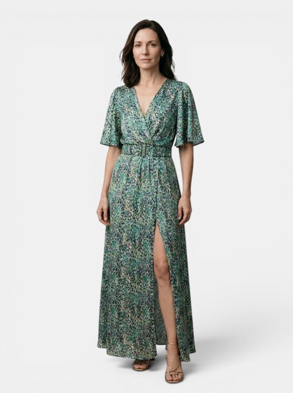 Women's Rayon Maxi Dress | Elegant V - Neck Split Hem Summer Dress - Velshara store