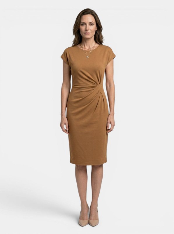 Women's Rich Fabric Bodycon Midi Dress | Elegant Sculpted Wrap Design for Formal Occasions - Velshara store