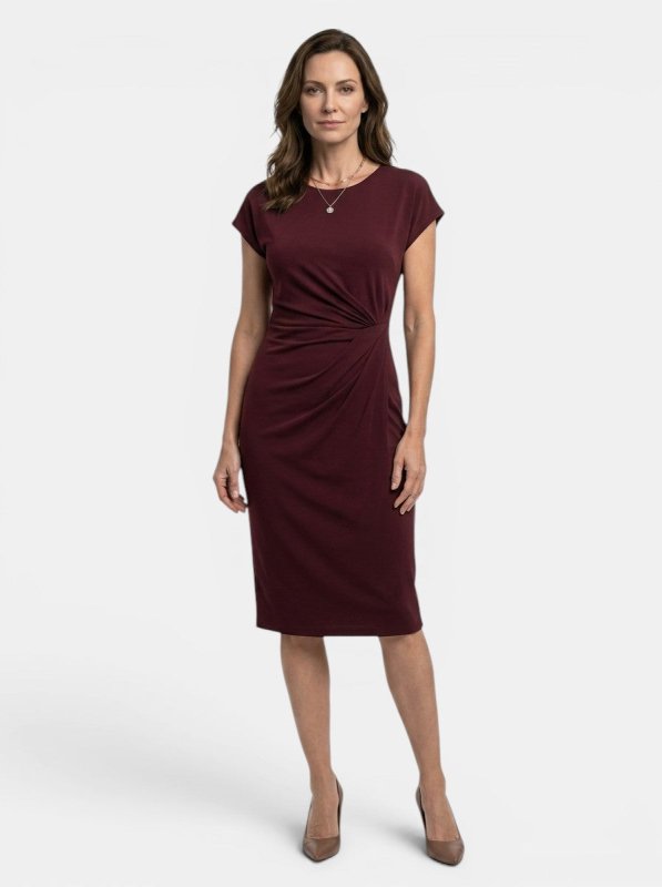 Women's Rich Fabric Bodycon Midi Dress | Elegant Sculpted Wrap Design for Formal Occasions - Velshara store