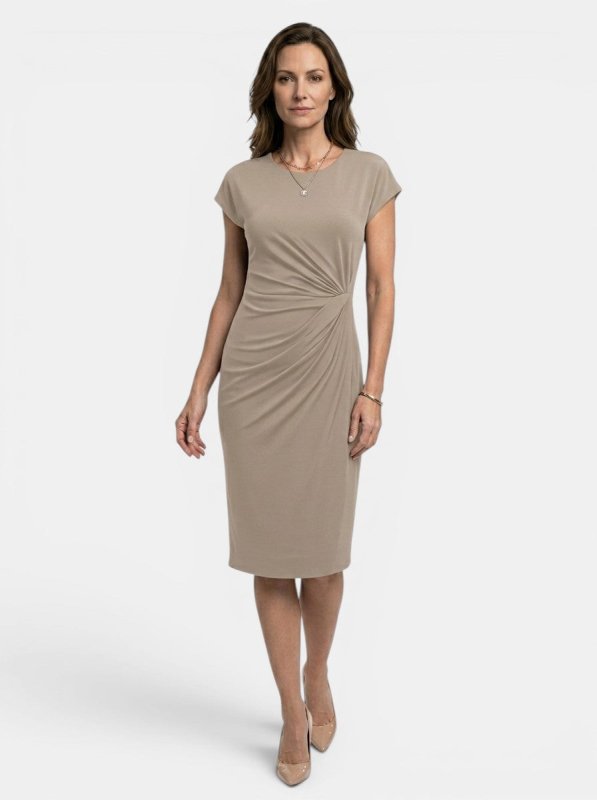 Women's Rich Fabric Bodycon Midi Dress | Elegant Sculpted Wrap Design for Formal Occasions - Velshara store